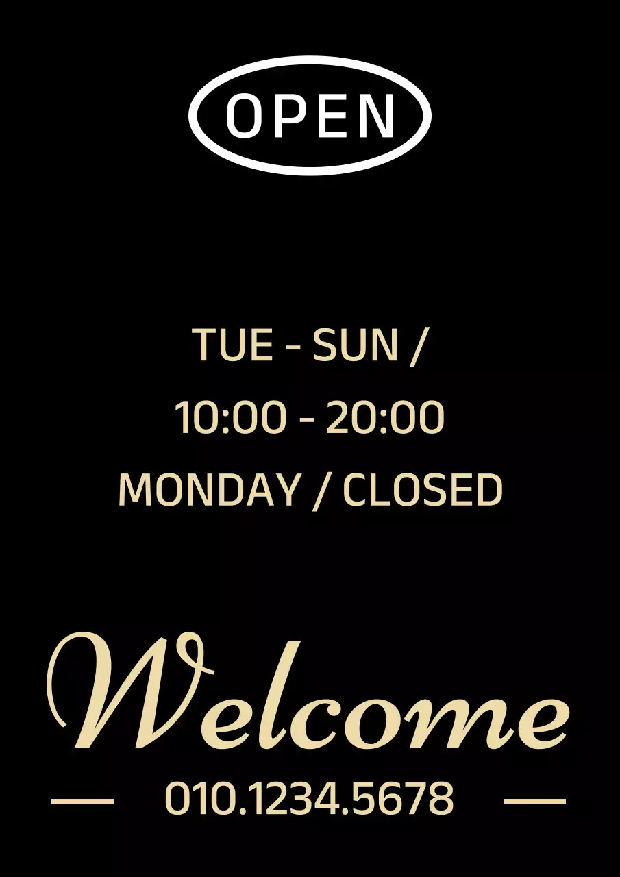 Teks kuning pada latar belakang hitam Desain yang elegan