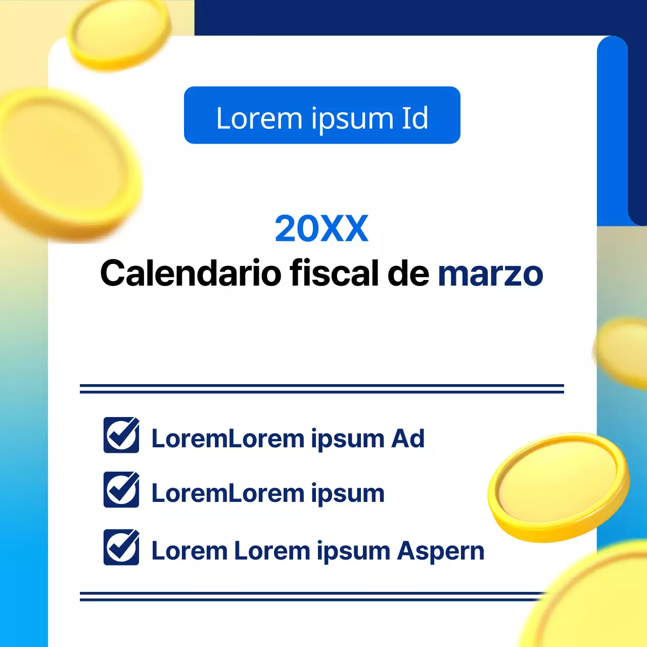 Información sencilla en azul y amarillo