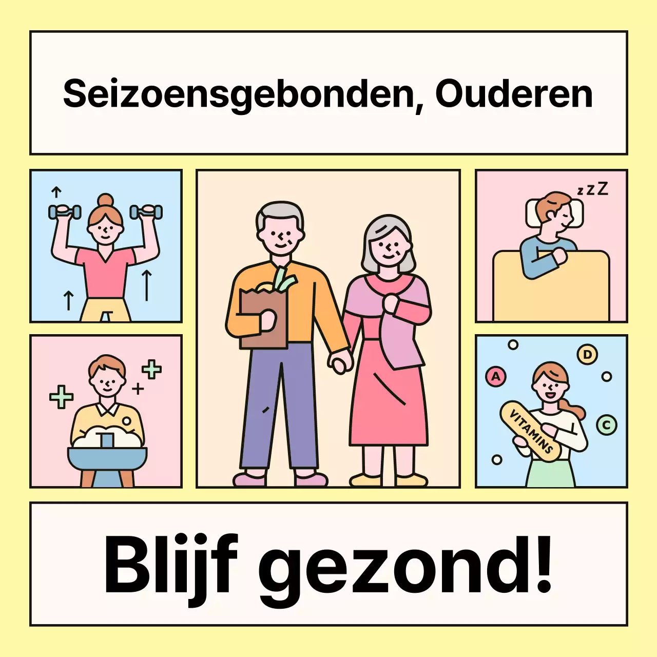 Een gele en roze voorjaarsgezondheidsgids voor senioren