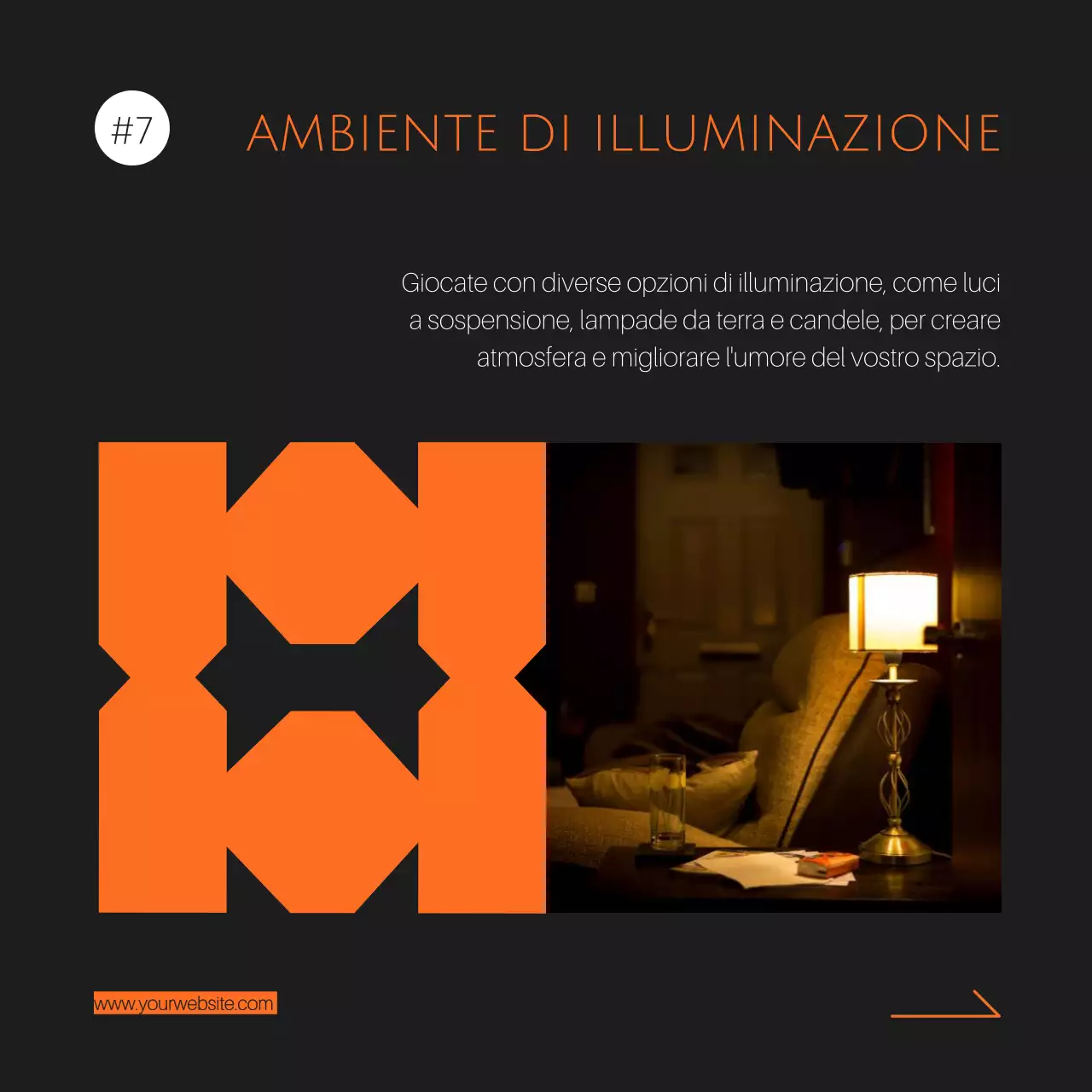 Nero arancione Elegante Guida alle idee per l'arredamento della casa