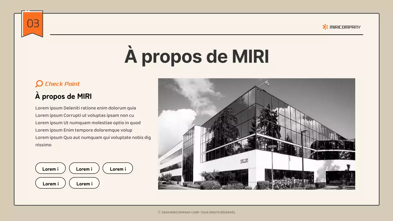 Profil d'entreprise infographique simple en beige et orange