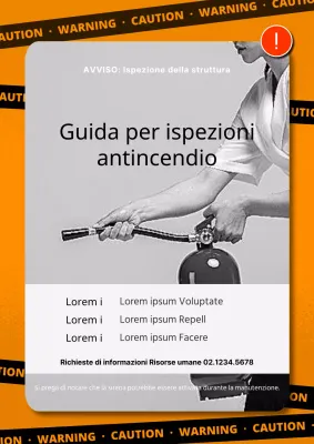 Un tocco di arancio e un avviso di ispezione antincendio in bianco e nero