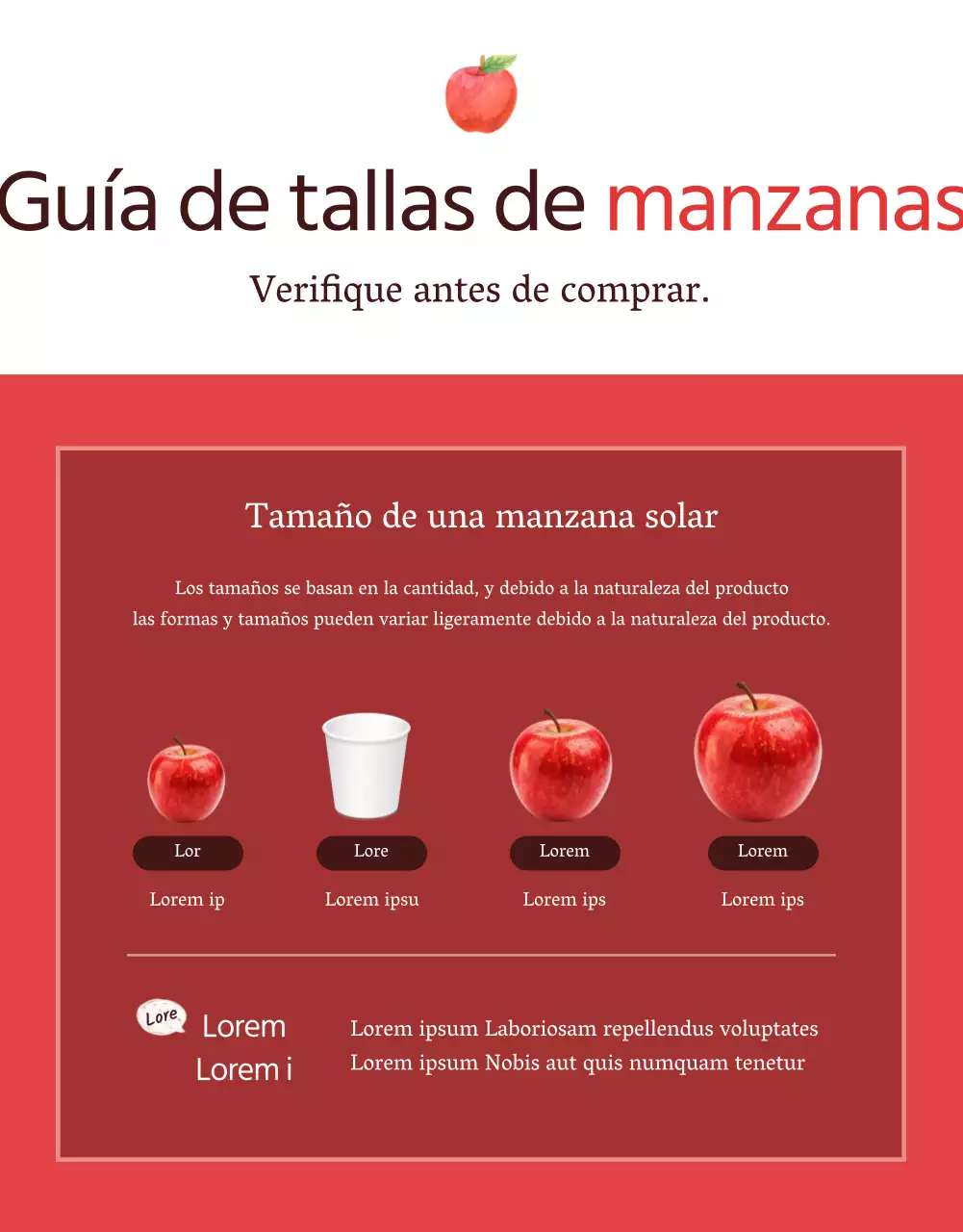 Promover la venta de manzanas de concepto natural rojas y grises
