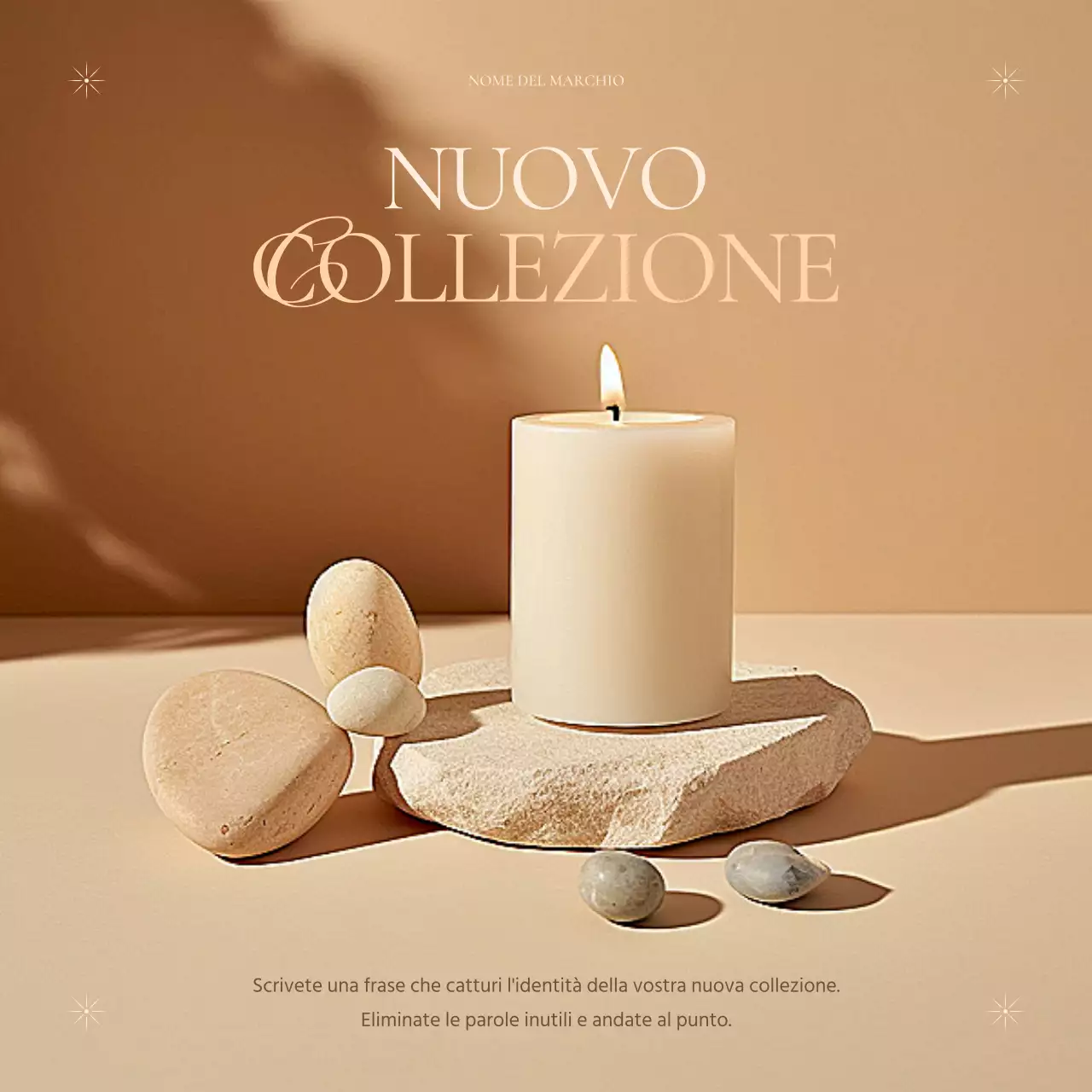 Un classico annuncio di marca in beige e marrone