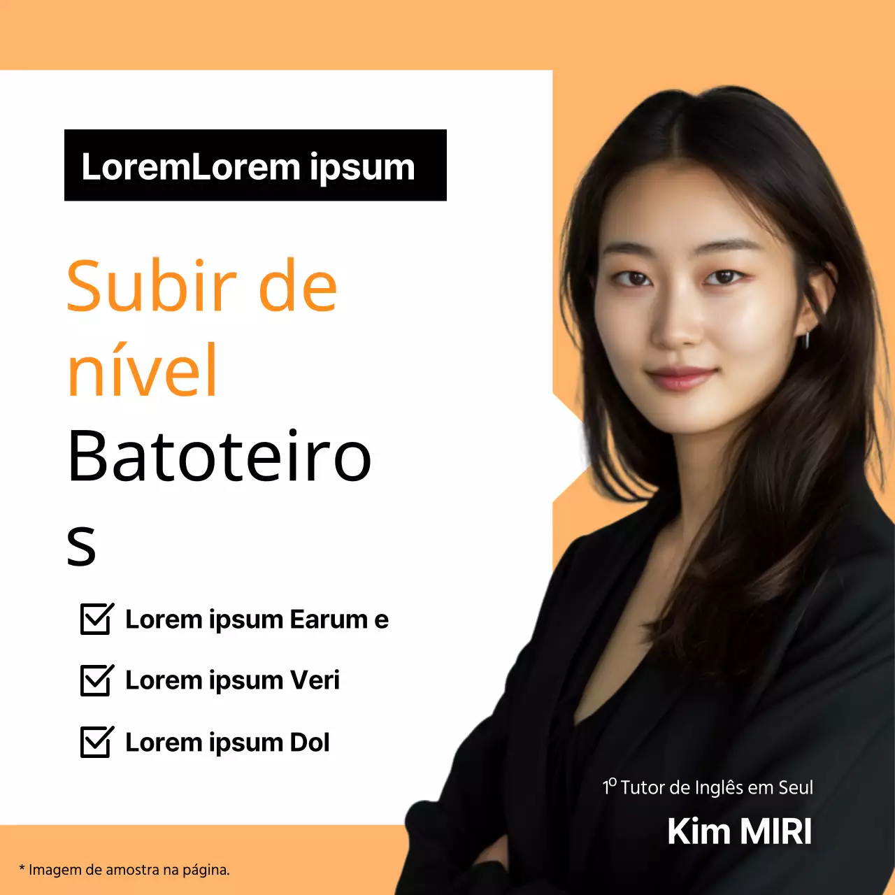 Promoção simples de um explicador sobre um fundo cor de laranja