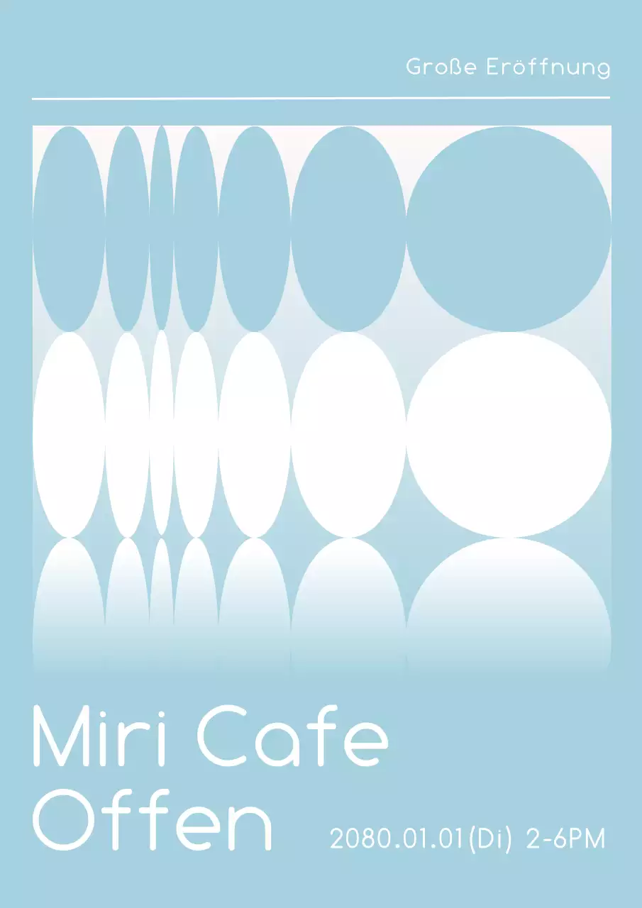 Werbung für die Eröffnung eines modernen Cafés in Hellblau