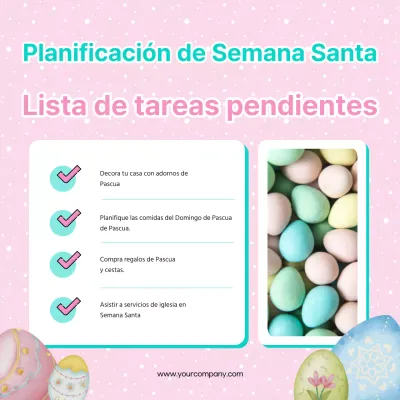 Plan sencillo de lista de tareas de Pascua en azul cielo y rosa