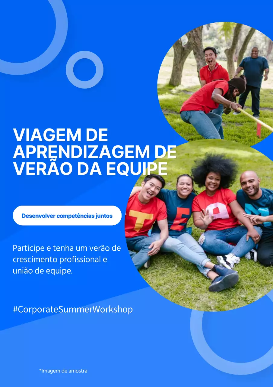 Anúncio de workshop geométrico azul e branco para empresas