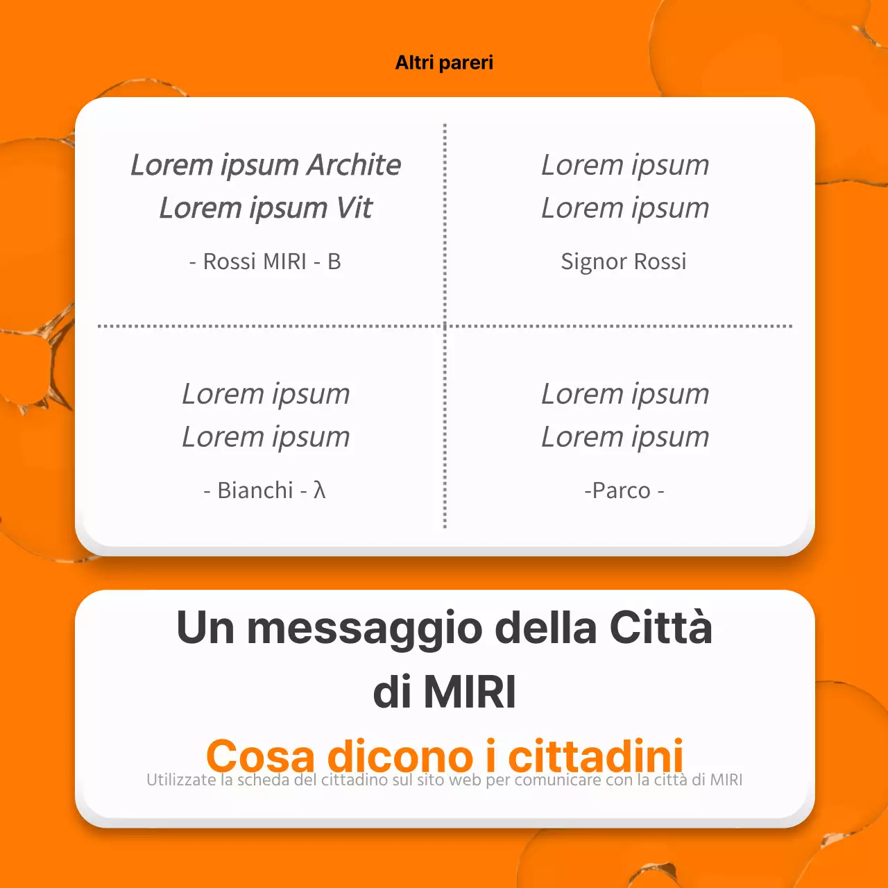 Un tocco di giallo e arancione nel rapporto sulla politica civica