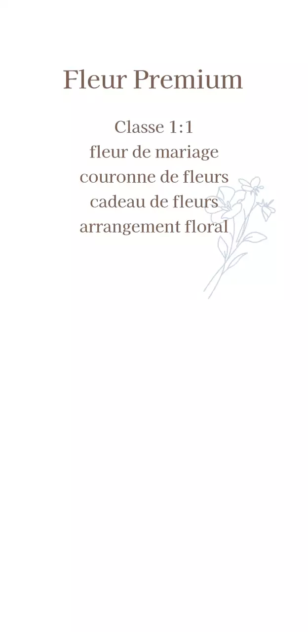 Classe de fleurs d'inspiration vintage avec bordure beige et police cursive avec empattement