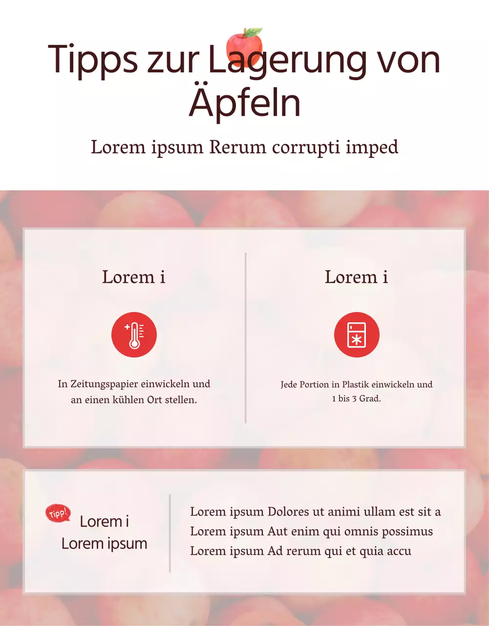 Förderung des Verkaufs von roten und grauen Äpfeln nach dem Naturkonzept