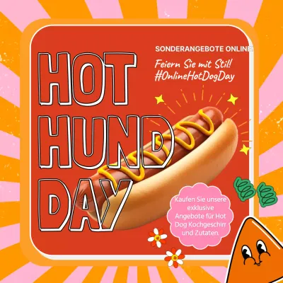 Rosa und Orange Kitsch Hot Dog Day Werbung