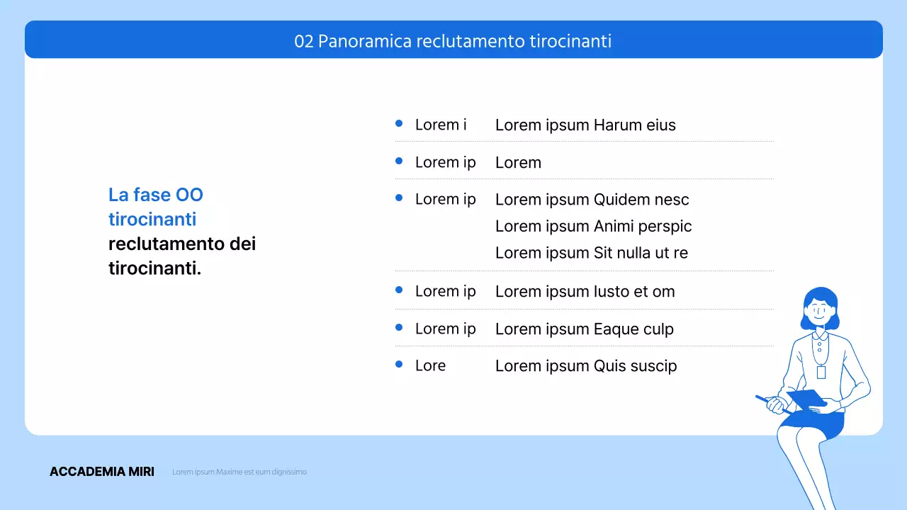 Descrizione della formazione imprenditoriale moderna di colore blu e azzurro