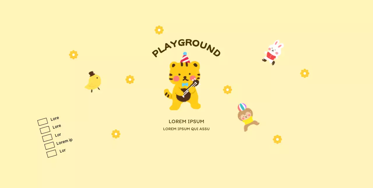 Werbedesign für ein Kindercafé mit niedlichen Tierillustrationen