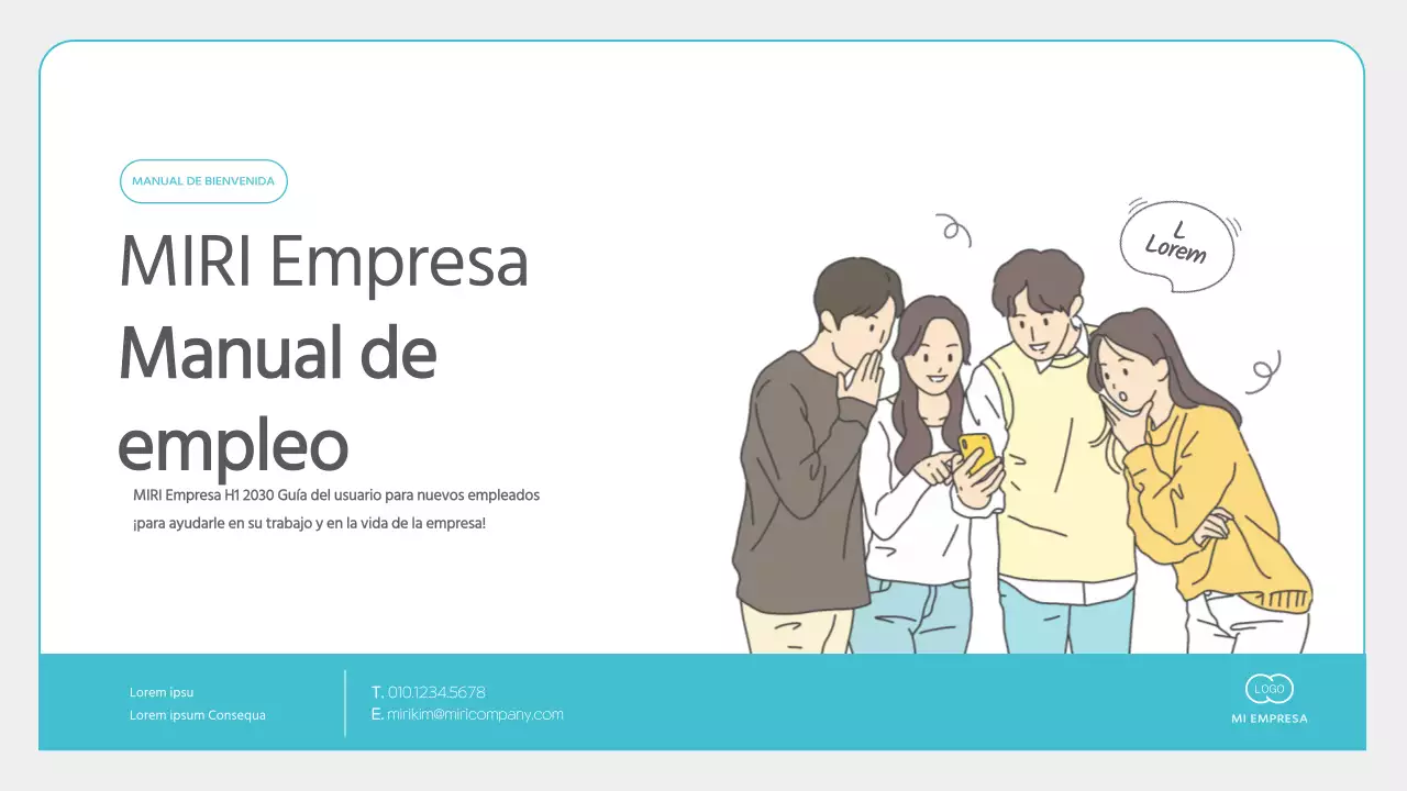 Material de formación minimalista para nuevos empleados en azul claro y gris