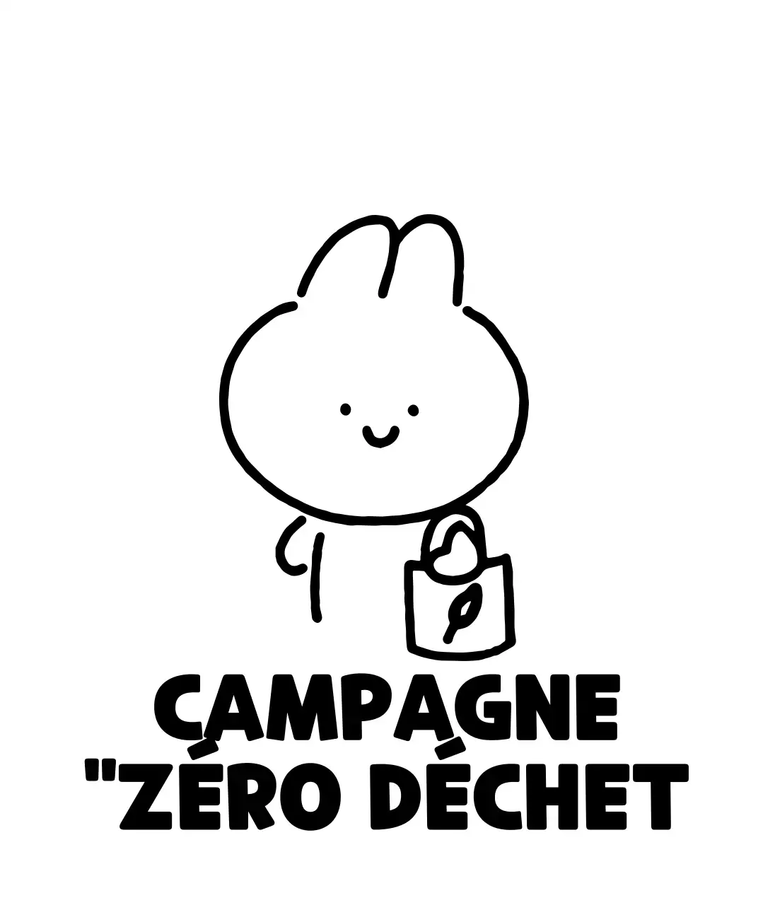 Campagne "zéro déchet" avec de jolies illustrations de lapins dessinées à la main