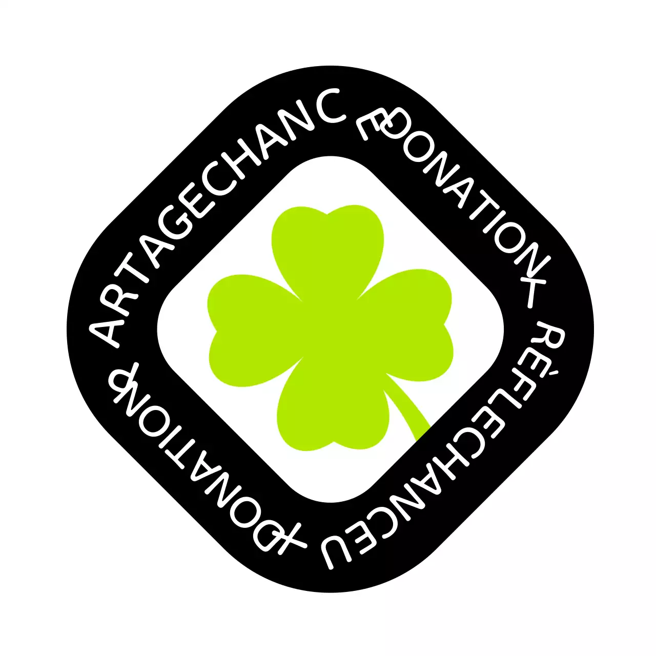 Concept de trèfle à quatre feuilles chanceux en noir et vert pour la campagne de dons