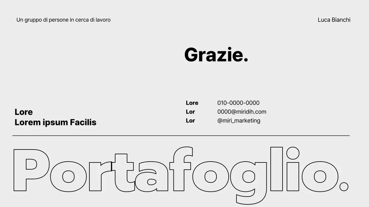 Un portfolio grigio e minimalista per chi cerca lavoro