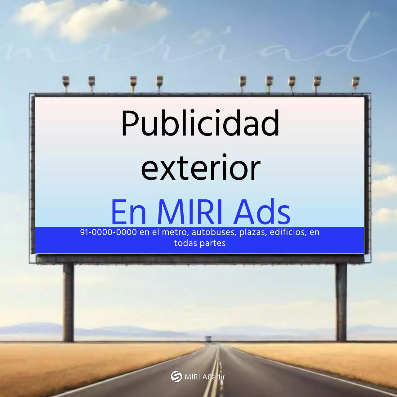 Promover la publicidad exterior sencilla en blanco y azul