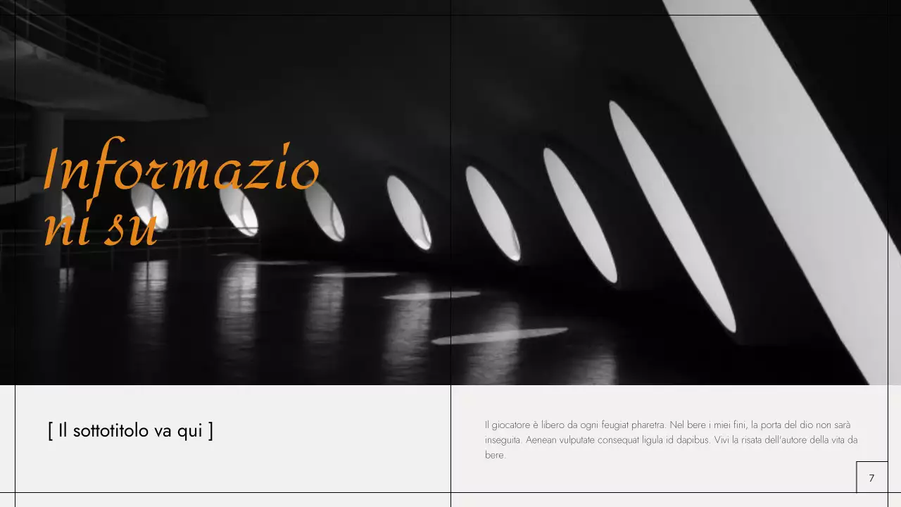 Portfolio fotografico moderno in nero e arancione