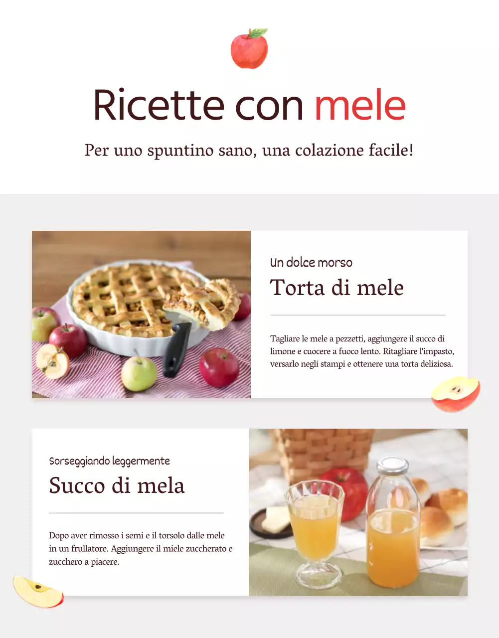 Promuovere la vendita di mele di concetto naturali rosse e grigie