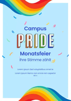 Himmelblaue und regenbogenfarbene Kampagne zur Verleihung des einfachen Campus-Preises