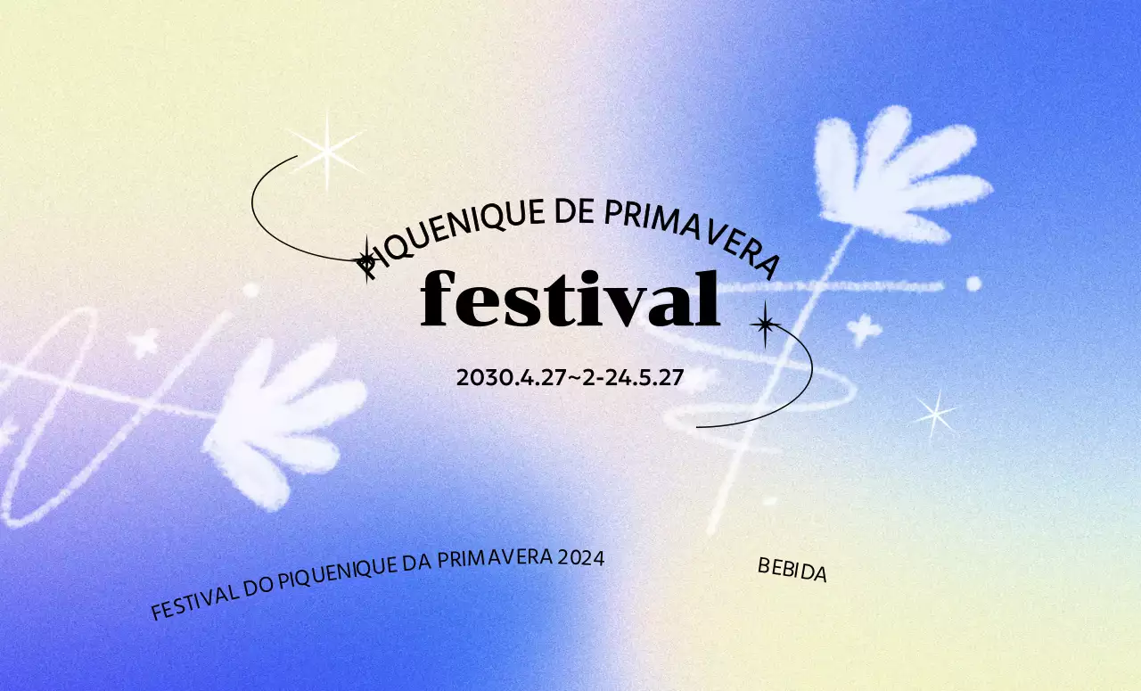 Um conceito de festival colorido com um fundo gradiente colorido e flores e purpurinas pintadas à mão