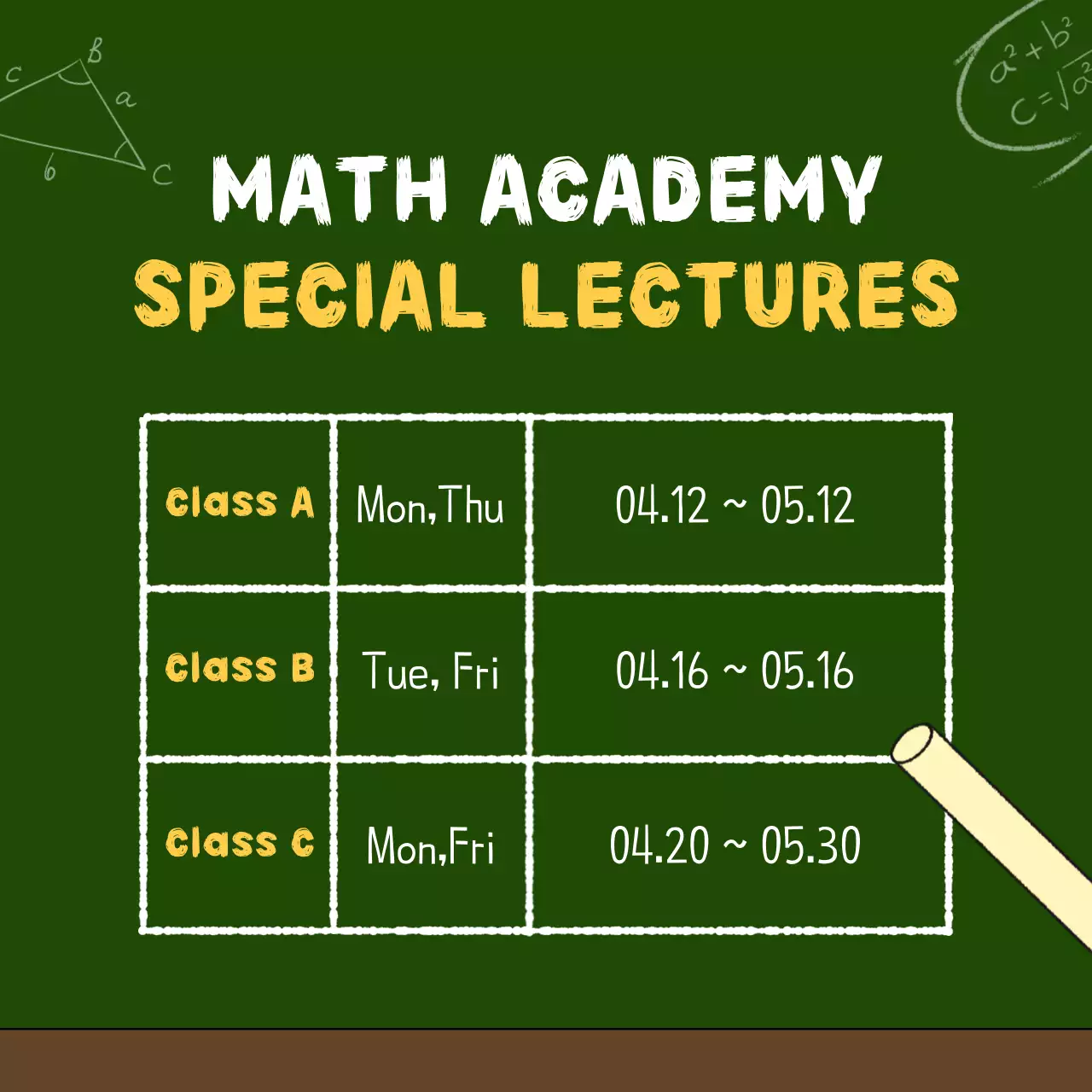 Green Simple Math Schedule Social Media Post