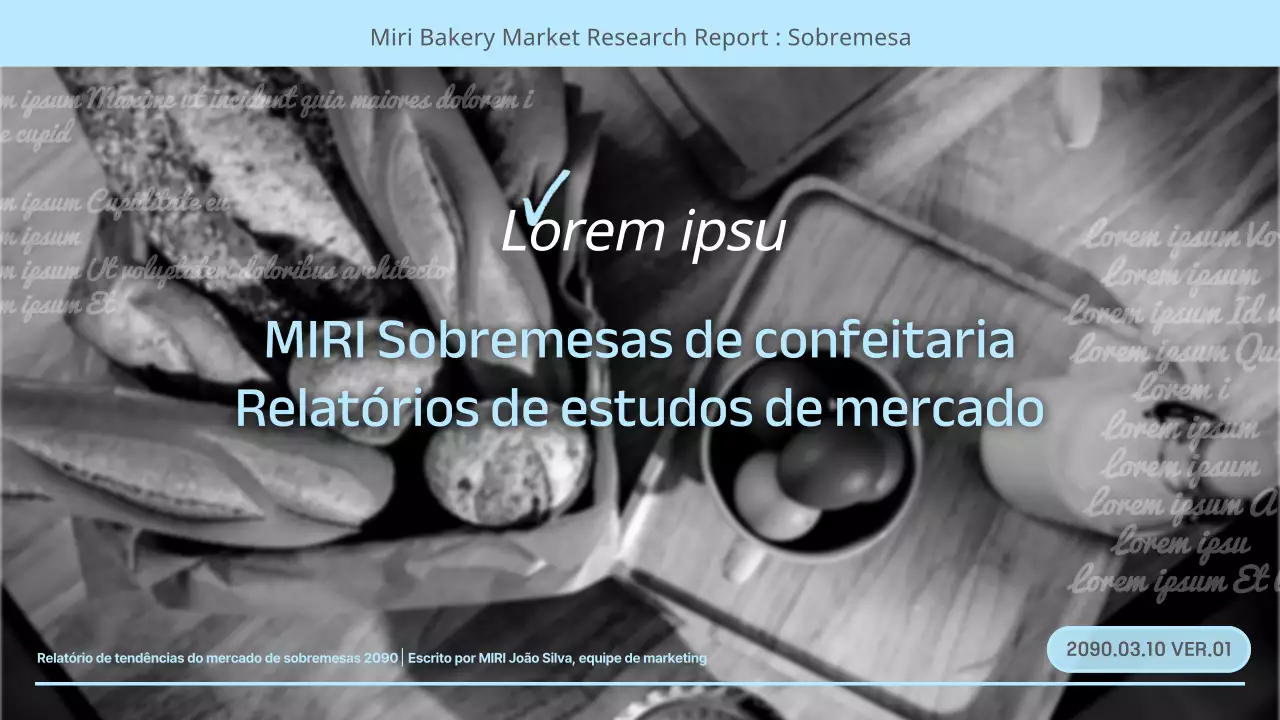 Relatório simples de investigação do mercado alimentar em preto, branco e azul claro