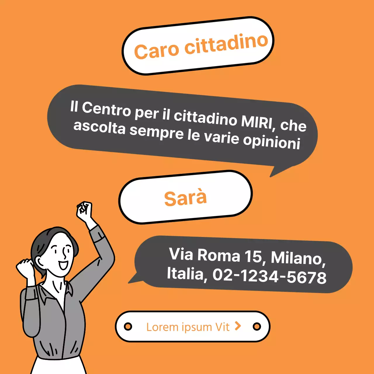 Promuovere annunci di servizio al cliente di colore arancione e grigio