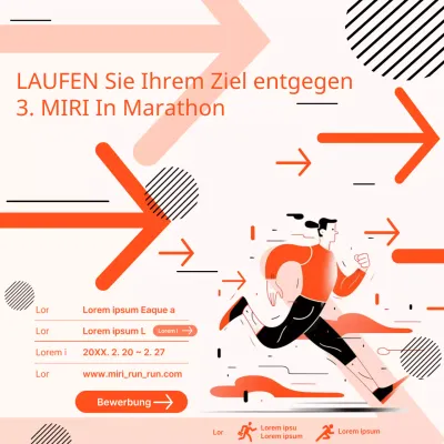 Förderung eines orange-schwarzen geometrischen Firmenmarathons