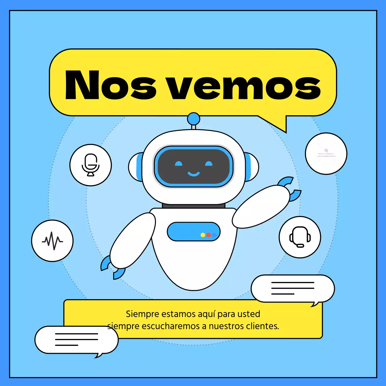 Cómo utilizar un sencillo chatbot amarillo y azul de atención al cliente