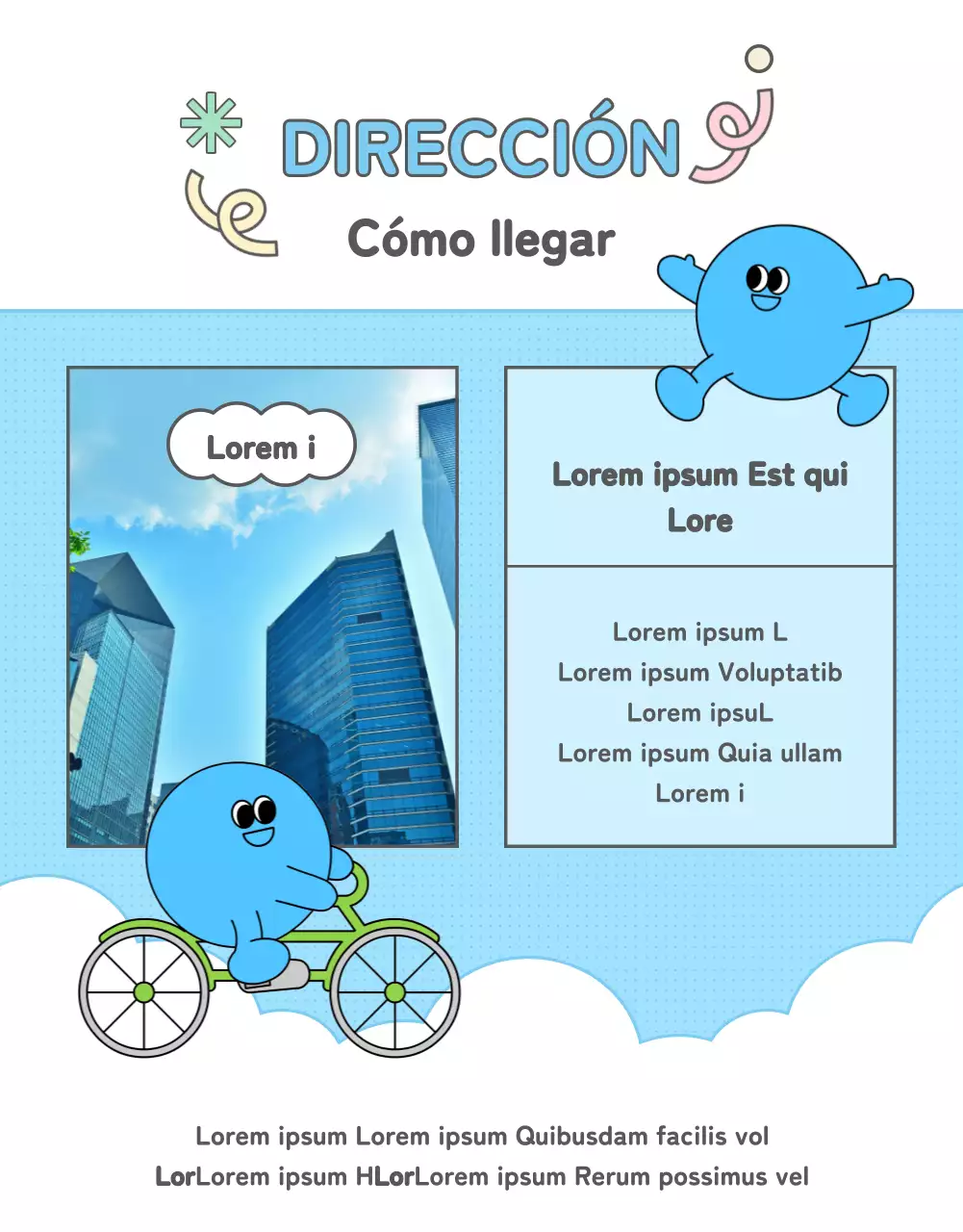 Promueva una bonita feria profesional en rosa y azul claro