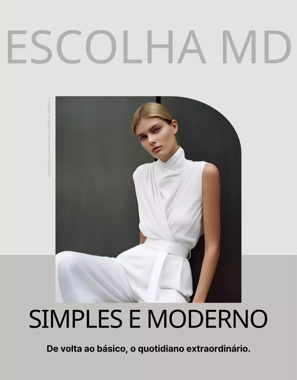 Anúncio de página de pormenor de moda moderna em bege