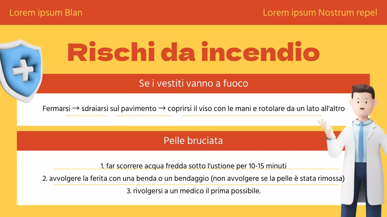 Il giallo e l'arancione spiegano in modo simpatico la formazione sulla sicurezza antincendio