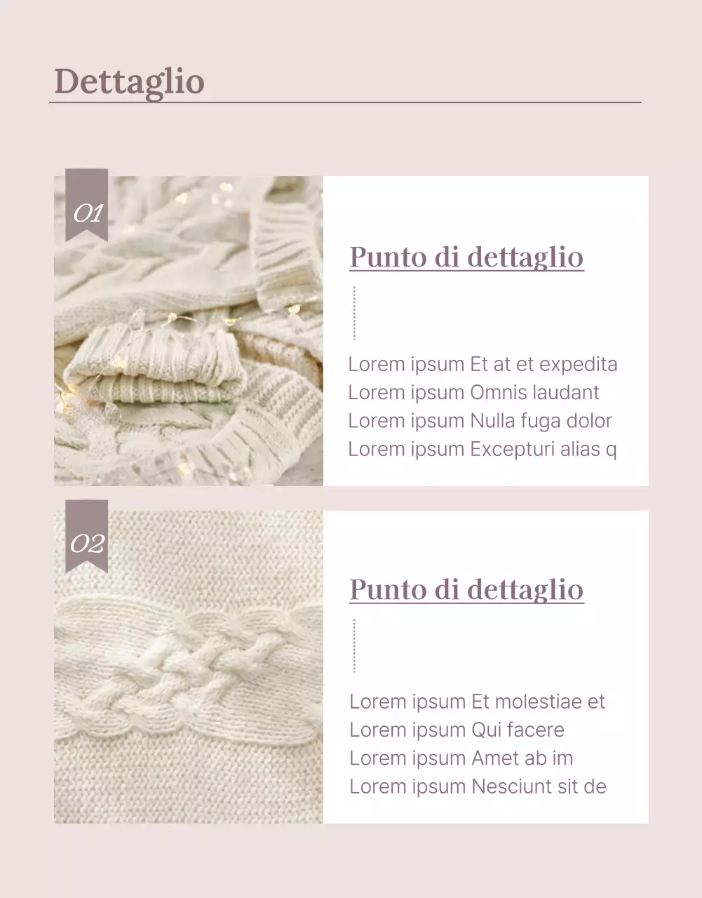 Pagina di dettaglio di un centro commerciale di moda beige e di alta gamma