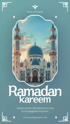 Campagne de vœux classique Ramadan Kareem en menthe et blanc