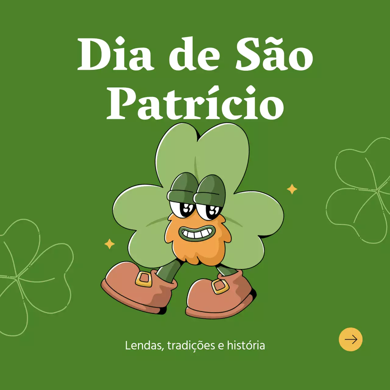 Verde e bege Simples Publicidade da história do Dia de São Patrício