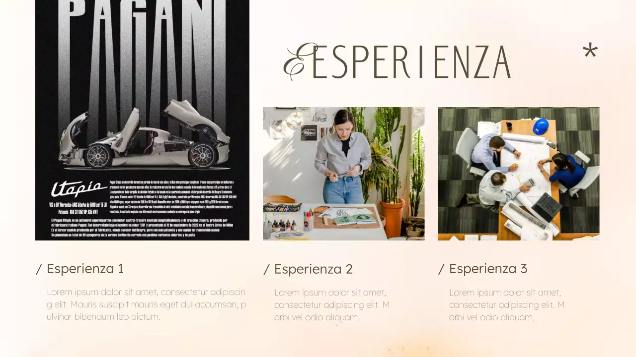 Elegante portfolio di design creativo in beige e kaki