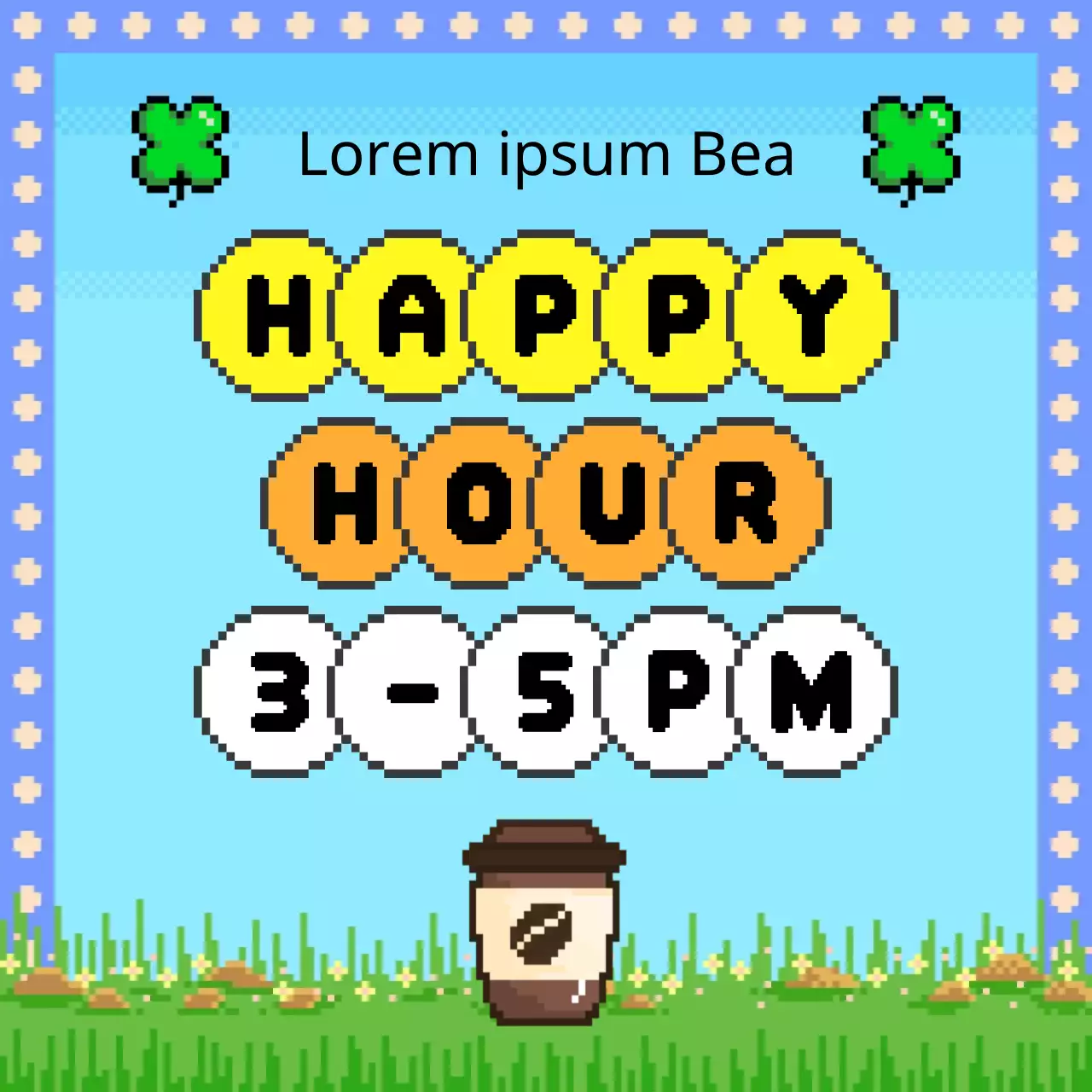 Promuovere un evento happy hour retrò in giallo e verde