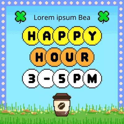 Promuovere un evento happy hour retrò in giallo e verde