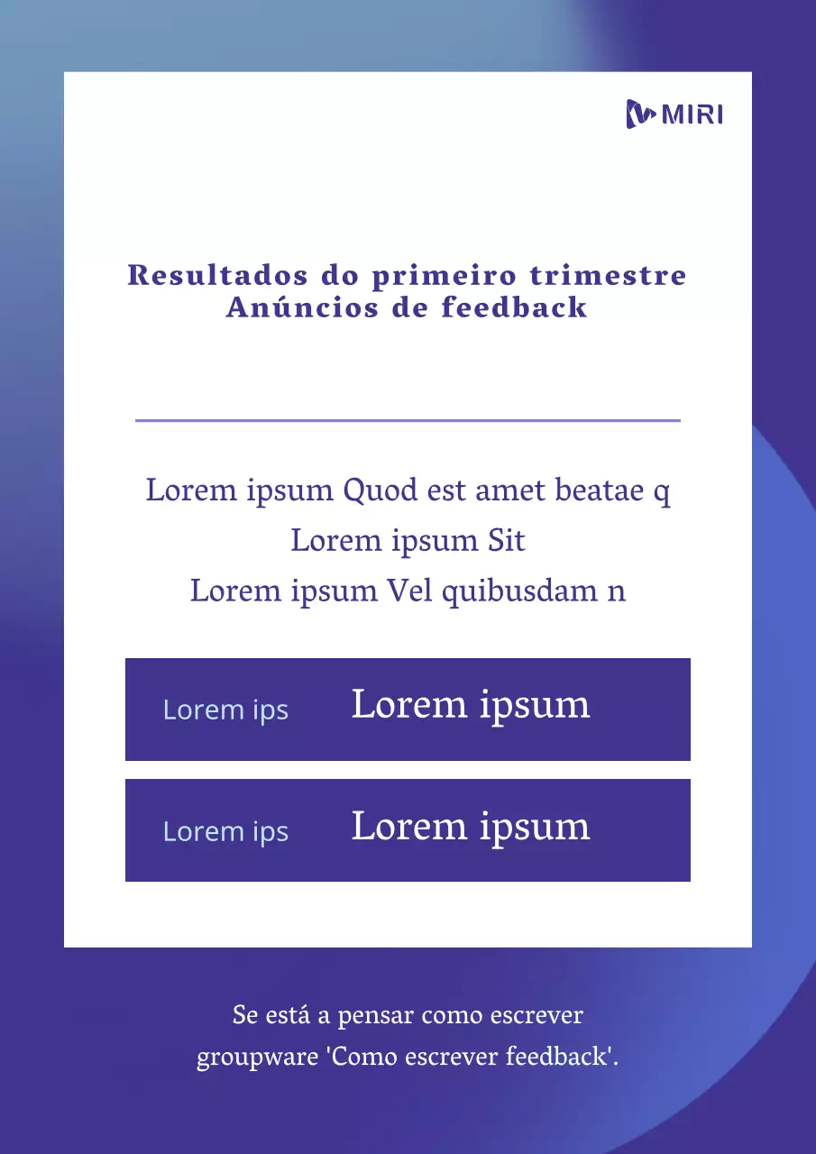 Anúncios simples de feedback do desempenho a azul