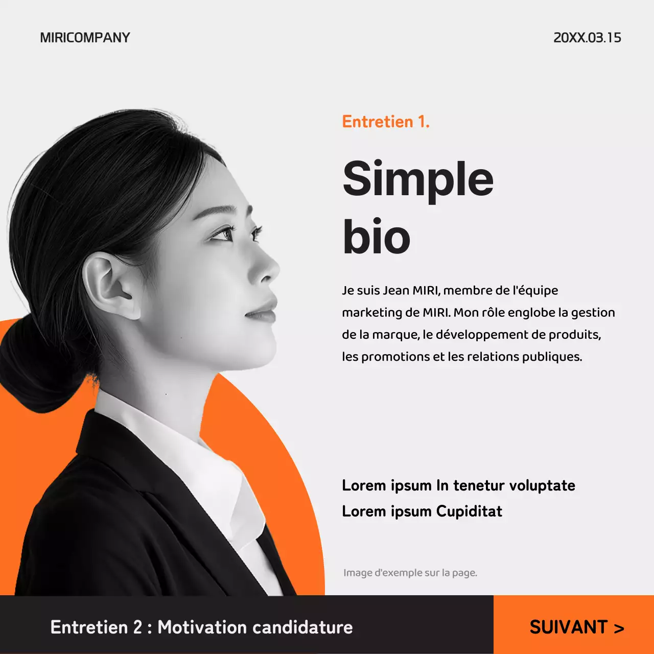Un simple post d'entretien d'embauche en noir et orange