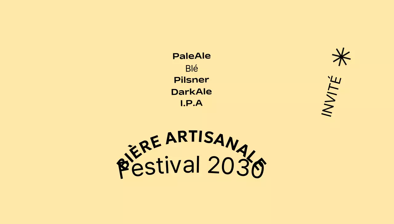 Concept simple de festival de la bière artisanale sur fond monochrome et police gothique.