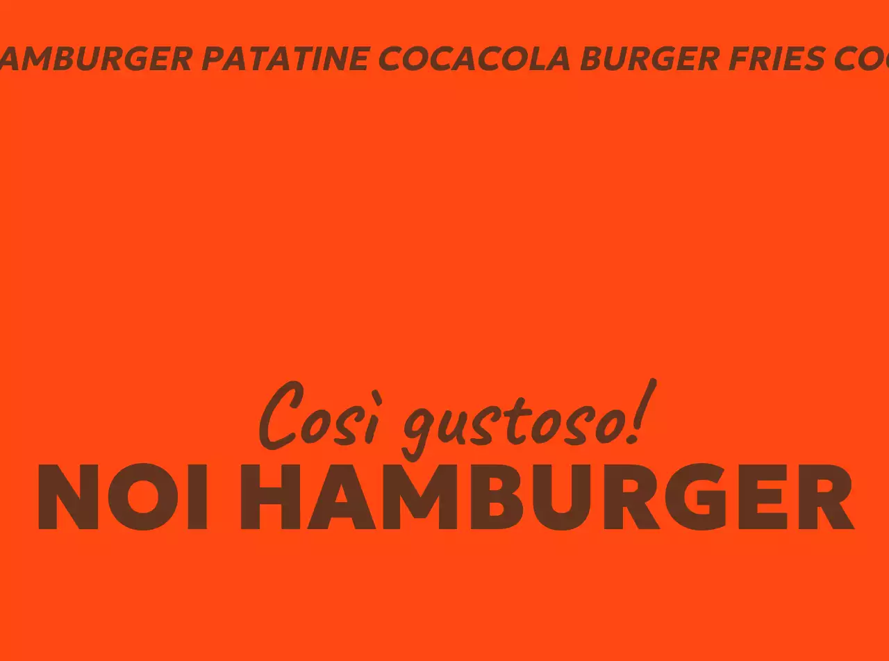 Sfondo arancione testo marrone promozione hamburger