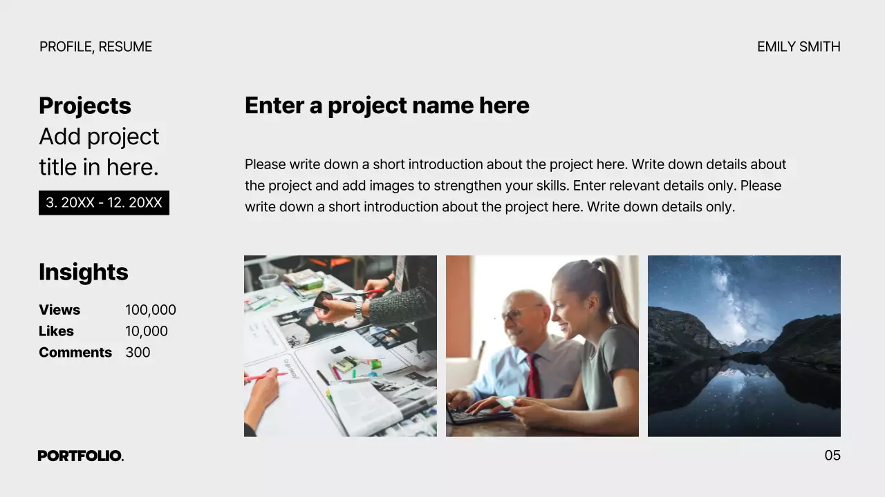 Presentasi Panduan Portofolio Minimalis Abu-abu