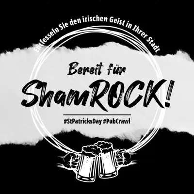 Schwarz und Weiß Bold St. Patrick's Day Pub Crawl Event Poster