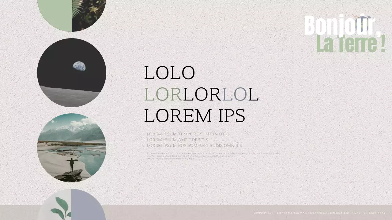 Présentation sur fond vert naturel en chartreuse et beige