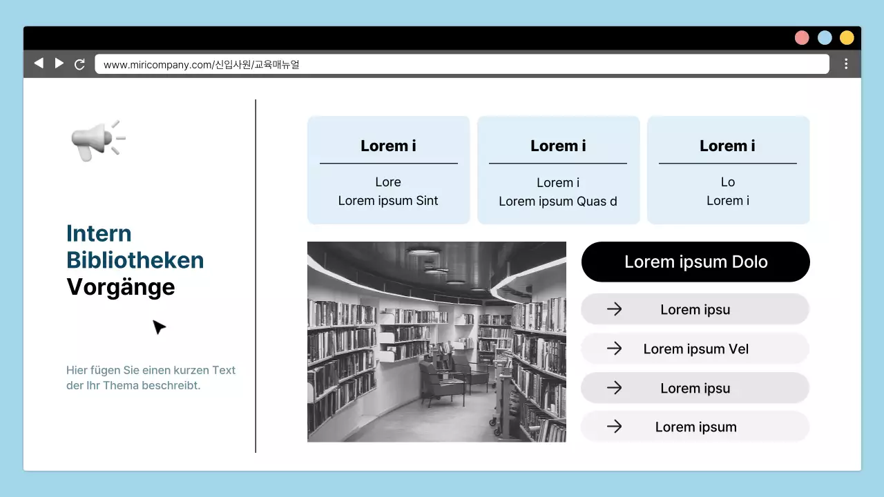 Einfaches Orientierungstraining für neue Mitarbeiter in Hellblau und Schwarz