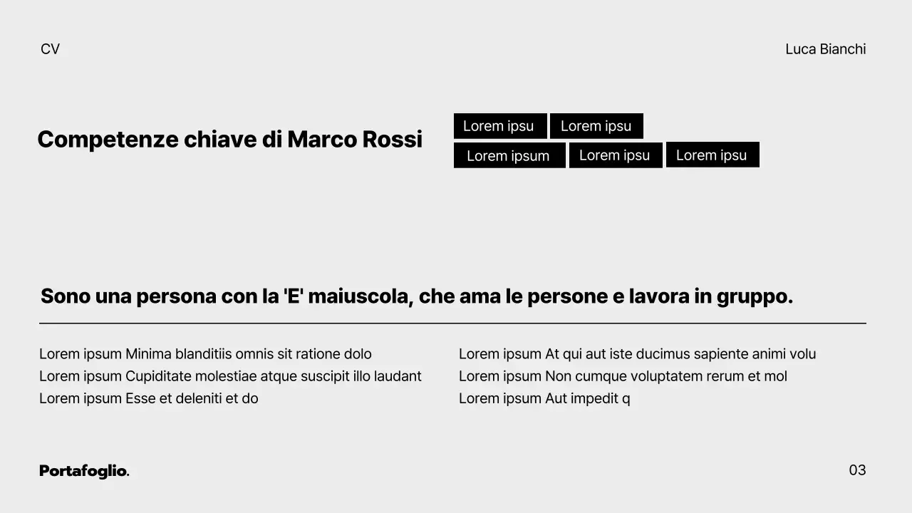 Un portfolio grigio e minimalista per chi cerca lavoro